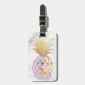 PixDezines Aloha Pineapples+White Marble Bagagelabel (Voorkant verticaal)