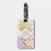 PixDezines Aloha Pineapples+White Marble Bagagelabel (Achterkant verticaal)