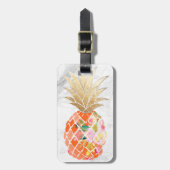PixDezines Aloha Pineapples+White Marble Bagagelabel (Voorkant verticaal)