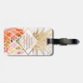 PixDezines Aloha Pineapples+White Marble Bagagelabel (Achterkant horizontaal)