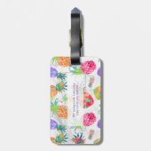 PixDezines Aloha Pineapples+White Marble Bagagelabel (Achterkant verticaal)