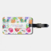PixDezines Aloha Pineapples+White Marble Bagagelabel (Achterkant horizontaal)