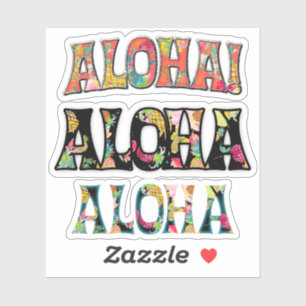PixDezines Aloha, zwart, Blauwgroen en koraal Sticker