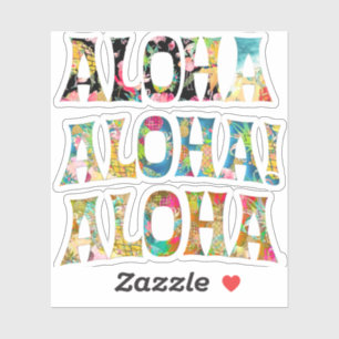PixDezines Aloha, Zwart, Blauwgroen en Rood Sticker