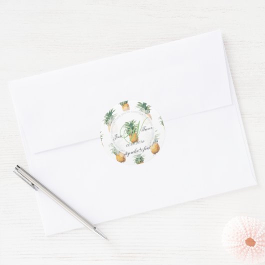 PixDezines Ananas/Bedankt Ronde Sticker (Envelop)