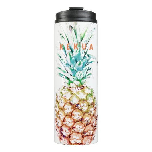 PixDezines Ananas/DIY Achtergrondkleur Thermosbeker (Voorkant)