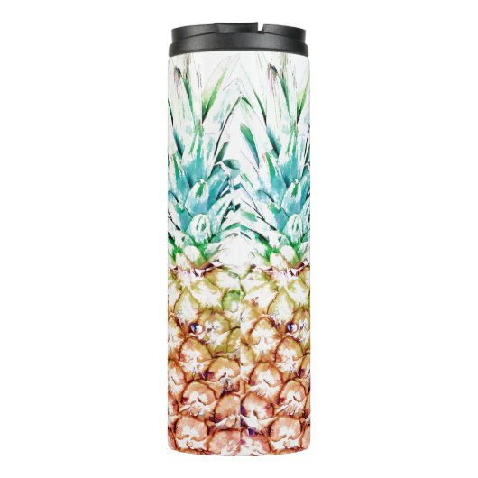 PixDezines Ananas/DIY Achtergrondkleur Thermosbeker (Achterkant)