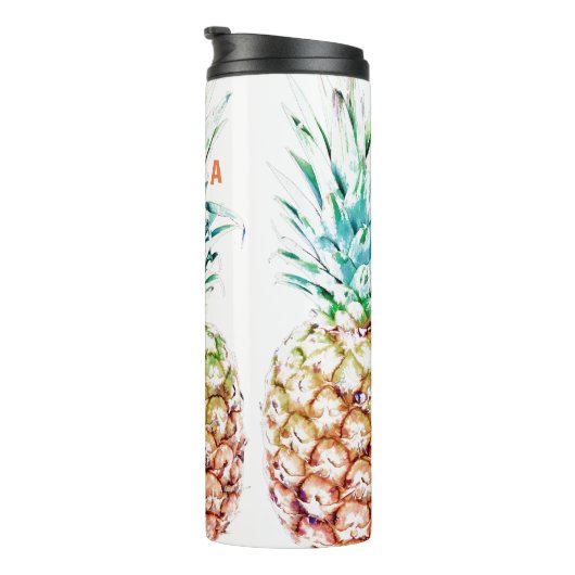 PixDezines Ananas/DIY Achtergrondkleur Thermosbeker (Geroteerd rechts)