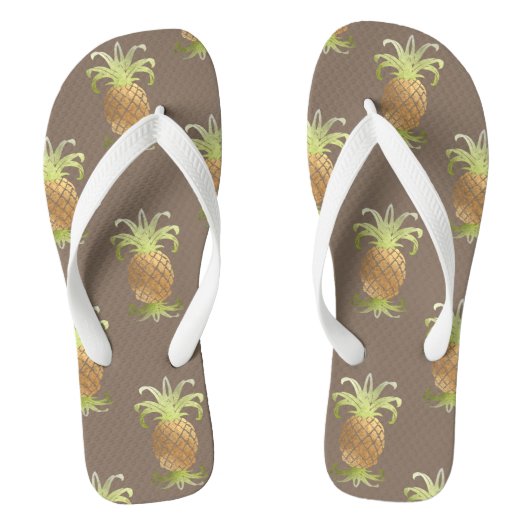 PixDezines Ananas/Faux Gold/DIY achtergrond Teenslippers (Voetbed)