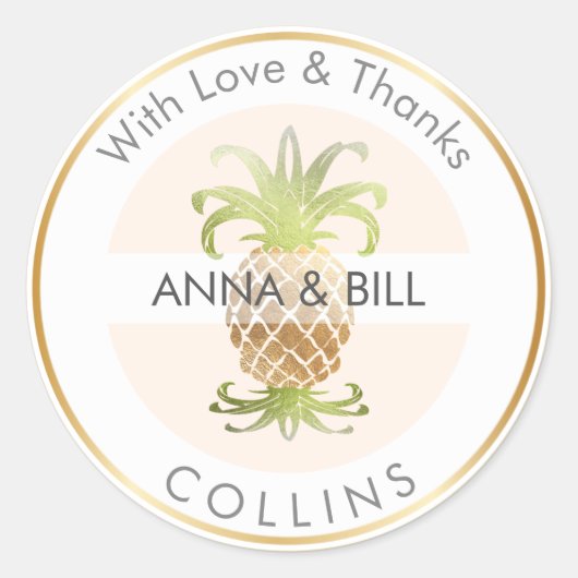 PixDezines Ananas Faux Gold/DIY Bedankt Ronde Sticker (Voorkant)