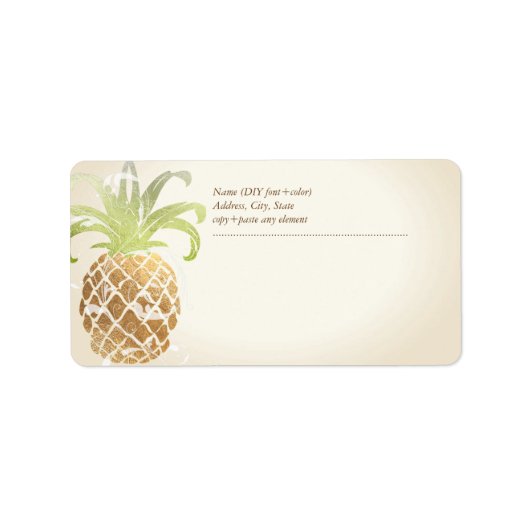PixDezines ananas/Faux Gold Etiket (Voorkant)