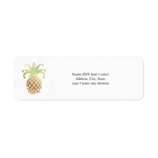PixDezines ananas/Faux Gold Etiket (Voorkant)