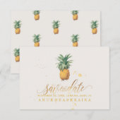 PixDezines ananas/Faux Gold Script Save The Date (Voorkant / Achterkant)