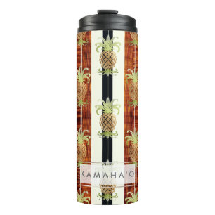 PixDezines Ananas Faux Koa Hout Longboard Thermosbeker