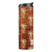 PixDezines Ananas Faux Koa Hout Longboard Thermosbeker (Gedraaid links)