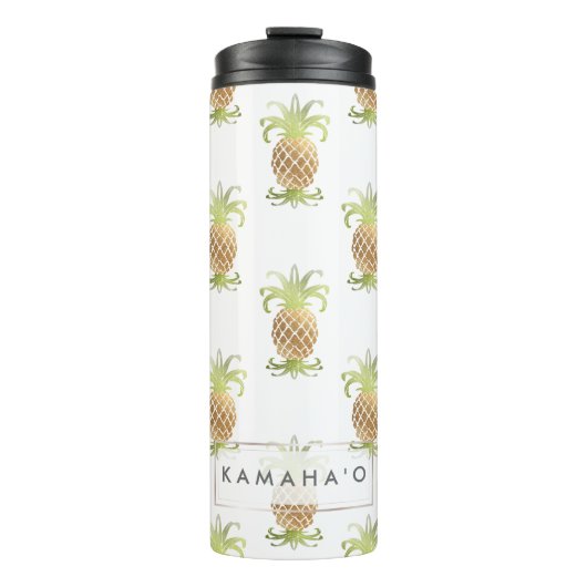 PixDezines Ananas/Faux Metallic Gold Thermosbeker (Voorkant)