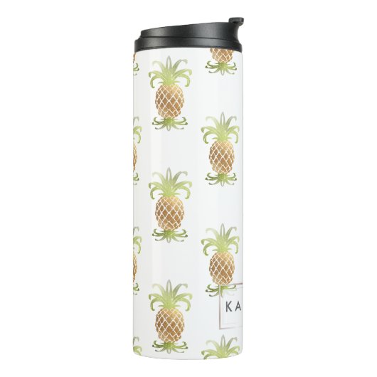 PixDezines Ananas/Faux Metallic Gold Thermosbeker (Gedraaid links)