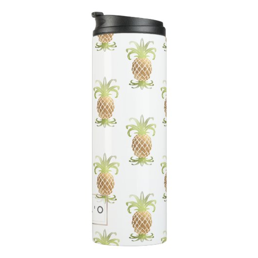 PixDezines Ananas/Faux Metallic Gold Thermosbeker (Geroteerd rechts)