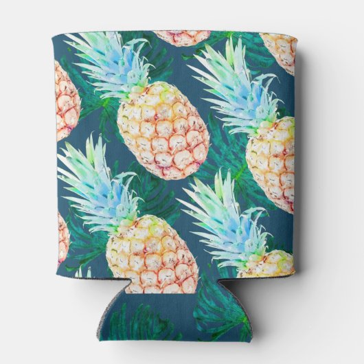 PixDezines Ananas+Monstera Waterverf Blikjeskoeler (Achterkant)