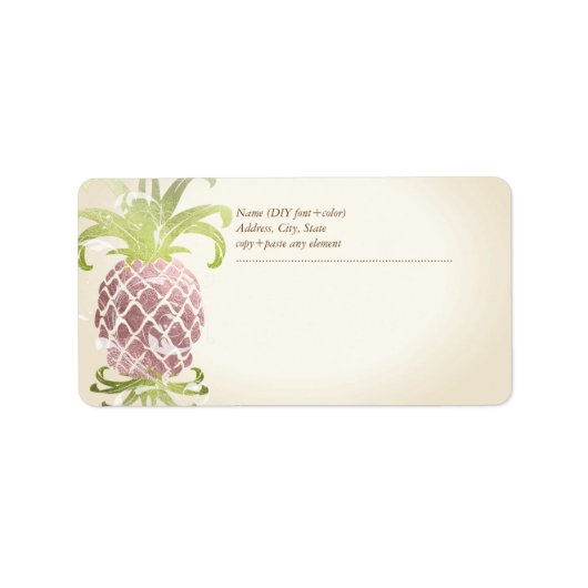 PixDezines Ananas/Nep Rose Goud Etiket (Voorkant)