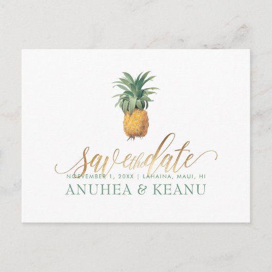 PixDezines Ananas/Save the Date Aankondigingskaart (Voorkant)