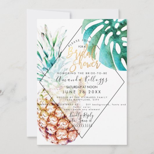 PixDezines Ananas Vrijgezellenfeest+Monstera Kaart (Voorkant)