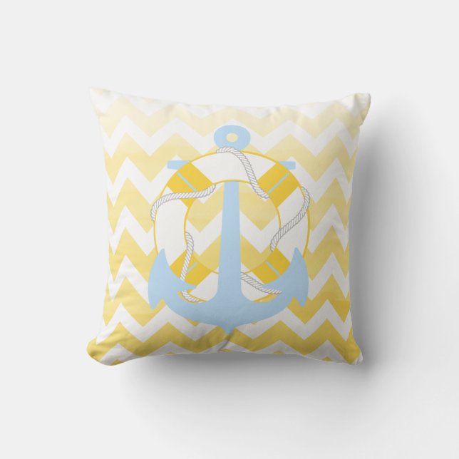 PixDezines anchor/nautical/chevron/waterverf Kussen (Voorkant)
