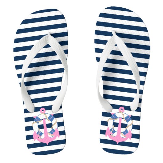 PixDezines anker/DIY kleur verstelbare strepen Teenslippers (Voetbed)