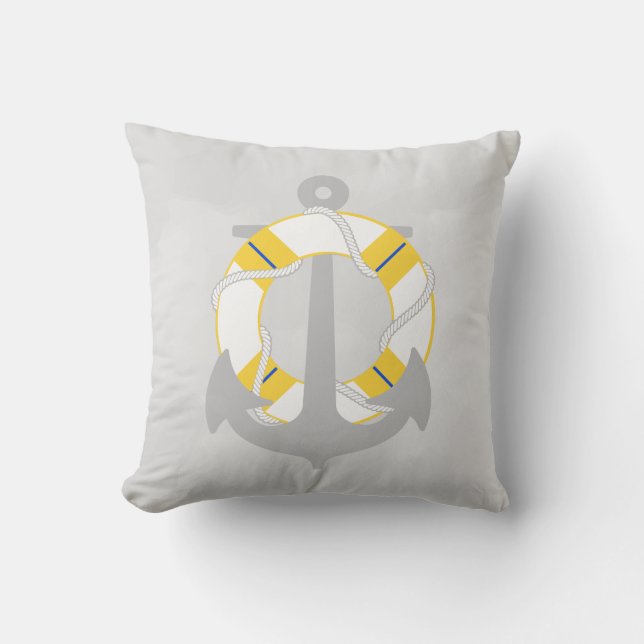 PixDezines anker/nautisch/oceaan/golf/waterverf Kussen (Voorkant)