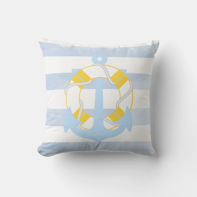 PixDezines anker/nautisch/oceaan/golf/waterverf Kussen (Voorkant)