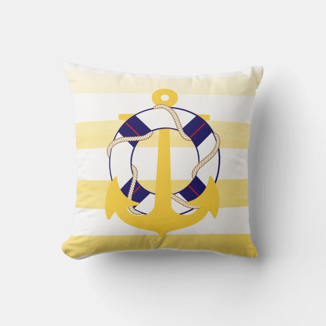 PixDezines ankerpunt/nautisch/oceaan/golf/waterver Kussen (Voorkant)