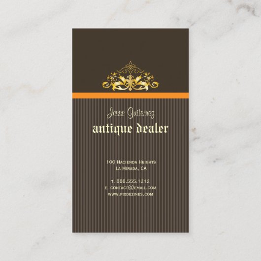 PixDezines Antiek Dealers/Pinstripes/filigrazen Visitekaartje (Achterkant)