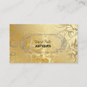 PixDezines ANTIEK FAUX GOLD DAMASK Visitekaartje