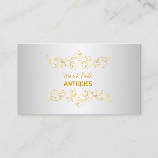 PixDezines Antiek Scroll/Faux Gold Filigree Visitekaartje (Voorkant)