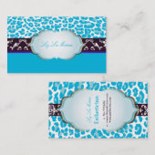 PixDezines aqua blue cheetah/DIY achtergrondkleur Visitekaartje (Voorkant / Achterkant)