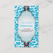 PixDezines aqua blue cheetah/DIY achtergrondkleur Visitekaartje (Achterkant)