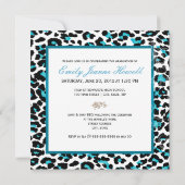 PixDezines Aqua Blue Leopard Print Afstuderen Kaart (Achterkant)