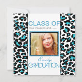 PixDezines Aqua Blue Leopard Print Afstuderen Kaart (Voorkant)