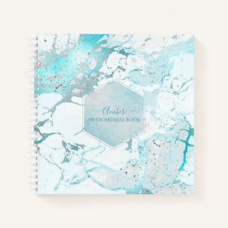 PIXDEZINES AQUA BLUE MARBLE JOURNAL NOTITIEBOEK