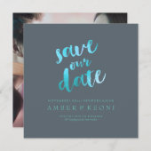 PixDezines Aqua Blue/Save Datum/DIY Achtergrond Save The Date (Voorkant / Achterkant)