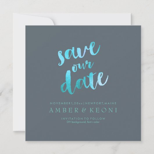 PixDezines Aqua Blue/Save Datum/DIY Achtergrond Save The Date (Voorkant)