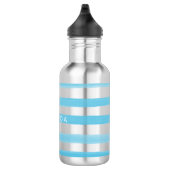 PixDezines Aqua Blue Waterverf Stripes/instelbaar Waterfles (Rechts)