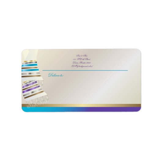 ✡ PixDezines Aqua/Paarse Tallits Etiket (Voorkant)