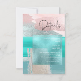 PixDezines Aqua+Roos Gold Moderne Art — Kaarten RSVP Kaartje