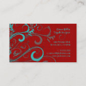 PixDezines aqua swirls/faux linnen Visitekaartje (Achterkant)