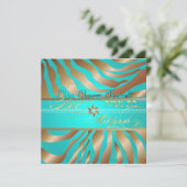 PixDezines Aqua+Tan Zebra Stripes, Bat Mitzvah Kaart (Staand voorkant)