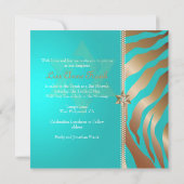PixDezines Aqua+Tan Zebra Stripes, Bat Mitzvah Kaart (Achterkant)