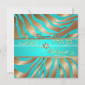 PixDezines Aqua+Tan Zebra Stripes, Bat Mitzvah Kaart (Voorkant)