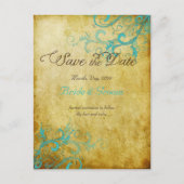 PixDezines  aqua wervelingen+monogram Aankondigingskaart (Voorkant)