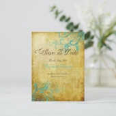 PixDezines  aqua wervelingen+monogram Aankondigingskaart (Staand voorkant)